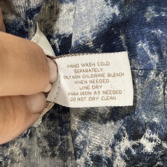 Chicos Jacket Women Sz‎ 2 US 12 Blue Silver One Hook Closure Shoulder Pads Lined - Picture 8 of 11